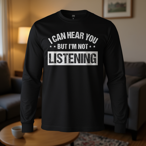 Camiseta de Manga Larga con la Frase 'Puedo Escucharlo Pero No Estoy Escuchando', Producto Promocional - Product Image 3
