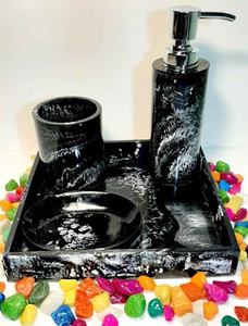 Juego de baño de resina acrílica hecha a mano, decoración cuadrada única para el hogar, decoración de baño vibrante con durabilidad de Tradebit - Product Image 4