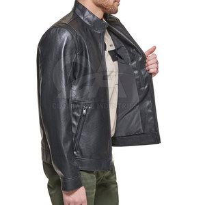 Fashionable Men <b>Leather</b> <b>Jacket</b> with <b>Long</b> Sleeves Secure Fastening Functional Storage Front Logo Breathable for Daily Wear - Product Image 5