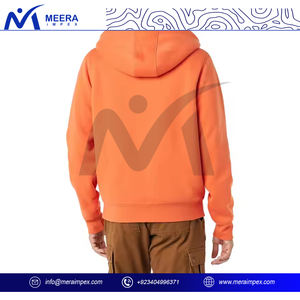 2025 Custom Logo Design <b>Men's</b> Fleece Pullover <b>Hoodie</b> with Zipper Solid <b>Orange</b> Comfortable Winter Pullover for <b>Men</b> - Product Image 4