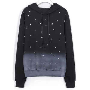 Logotipo personalizado Bling Hoodies French Terry 100% Cotton Hoodie Acid Wash Sudadera con capucha de gran tamaño - Product Image 1