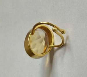 Anillo de plata de ley chapado en oro hecho a mano, piedra preciosa citrina, 10X16mm, conjunto de puntas de forma redonda, joyería de aspecto alto para regalo de Navidad - Product Image 3