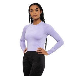 เสื้อยืดแขนยาวออกกำลังกายสำหรับผู้หญิง ผ้าโพลีเอสเตอร์ 100% น้ำหนักเบา คอกลม แฟชั่นฤดูร้อน ขายส่ง OEM - Product Image 4
