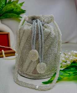 กระเป๋างานราตรีทำมือสไตล์อินเดียปักไข่มุกสำหรับงานเฉลิมฉลองงานแต่งงานและของขวัญคืน - Product Image 3