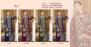 Trabajo de bordado de Georgette de imitación exclusivo para mujer Salwar Kameez con ropa de Festival Dupatta fabricada por moda para adultos - Product Image 5