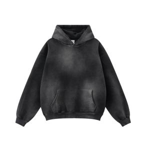 Sweat-shirts et hoodies pour hommes grande taille délavés à l'acide et décolorés par le soleil, épaules tombantes, uni, avec strass personnalisés, délavé à l'acide, 2025 - Product Image 1