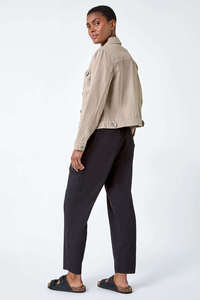 Chaqueta vaquera de algodón recortada natural más vendida y personalizada de manga larga diseñada para Mujeres para la comodidad de todas las estaciones - Product Image 2