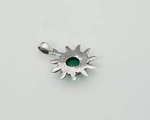 Colgante de plata de ley sólida 925 con piedra natal de mayo, estilo solar, malaquita verde con ajuste de bisel, colgante y dijes finos - Product Image 3