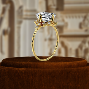 IGI certificado 1ct Emerald Lab Grown Diamond Solitaire Starburst anillo de compromiso clásico 14K oro amarillo corte esmeralda Cristiano - Product Image 6