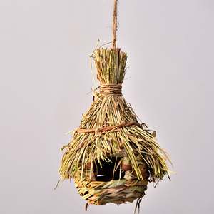 Maison d'oiseau en jonc de mer tissée à la main-Cottage, naturel, nichoir et mangeoire pour oiseaux, colibri, oiseau bleu, cintre extérieur, décor de jardin - Product Image 3