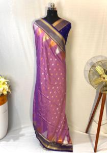 Magnifique saris en coton avec impression numérique kashmiri avec contraste Kashmiri et bordure conceptuelle florale - Product Image 5