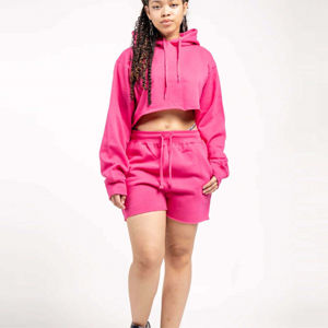 เสื้อฮู้ดมีซิปรูดซิปของผู้หญิงชุดครอปของผู้หญิงผ้าคอตตอนทันสมัย2025ออกแบบโลโก้ได้ตามต้องการ - Product Image 6