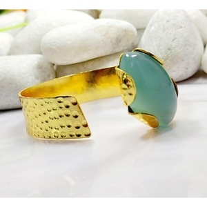 Brass Gold Plated Amethyst Gemstone Fashion Cuff <b>Bracelets</b> - Product Image 4