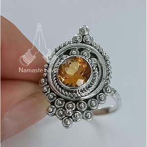 925 Sterling Silver Citrine <b>Ring</b> Handmade Natural Yellow <b>Crystal</b> Gemstone Jewelry Promise <b>Ring</b> for November Birthstone - Product Image 3
