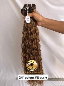 100% Calidad Premium Visón camboyano Templo indio Virgen 24 ''Color #8 Extensiones de paquetes de colores rizados Proveedores de donantes individuales - Product Image 6