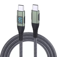 Cable USB C con Pantalla LED Colorida, 60W 3A, Carga Rápida, Trenzado de Nailon, Revestimiento de PVC, Compatible con iPhone 15 16 Pro