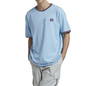 T-shirts de haute qualité avec impression simple de logo sur mesure pour hommes T-shirt surdimensionné en coton de couleur bleu clair lourd pour hommes - Product Image 6