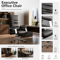 Chaise de bureau de direction à dossier haut en cuir PU avec appui-tête coussiné, accoudoirs larges et rembourrés, inclinaison réglable, base à 5 étoiles avec roulettes – Vente en gros