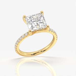 แหวนทองคำ 18K ประดับเพชรโมอิสซาไนต์ทรงปรินเซสคัท ดีไซน์หรูหรา - Product Image 3