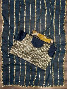 Nueva tendencia, Sari de secuencia impresa, traje único, Sari de trabajo de secuencia de 9mm impreso en Georgette con blusa de trabajo de secuencias pesadas - Product Image 4