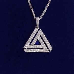 Nuevo Colgante de Moissanita con Forma de Pirámide Triangular, Estilo Hip Hop, Chapado en Rodio y Oro de 14K, Colgante de Lujo para Hombre, Regalo - Product Image 4