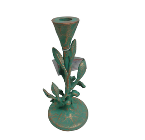 Portavelas de aluminio central de cobre con color verde antiguo, portavelas de estilo clásico y portavelas para decoración de boda - Product Image 1