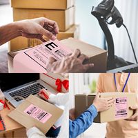 Étiquette d'Expédition Thermique Directe Adhésive Rose Réutilisable Étanche 4x6 pour l'Emballage