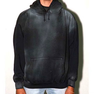 Sudadera con capucha desgastada vintage de gran tamaño sudaderas con capucha vintage de lavado ácido de algodón personalizadas para hombres - Product Image 6