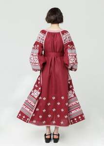 Elegant Beautiful Ukrainian Style Midi <b>Dress</b> Red Black Embroidered Casual Party <b>Wedding</b> Sexy Plus Size Natural Washable Fashion - Product Image 2