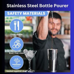 Wine <b>Pourer</b> Spout <b>Oil</b> Bottle Stainless Steel Wine Spout With Stopper Small Black Cap Red Wine Pouring Spout <b>Pourer</b> for Liquor - Product Image 2