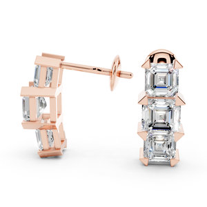 Pendientes clásicos chapados en oro blanco para mujer, joyería fina al por mayor con diamantes de corte Asscher cultivados en laboratorio sintético múltiple personalizados - Product Image 5