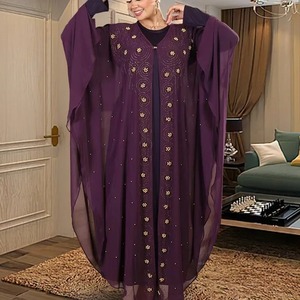 Thobe / Thawb OEM Venta directa de fábrica Vestido largo islámico Mujeres Ramadán Ropa Color liso Mujeres Abaya - Product Image 2