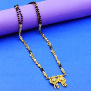 Vente en gros de micro mangalsutra long plaqué or 24 ct, bijoux traditionnels, bijoux de mariage indien, mangalsutra avec perles noires - Product Image 2