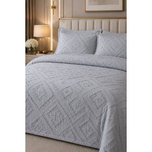 Luxury Woven Double Bed Quilt <b>Set</b> in Grey - Product Image 2