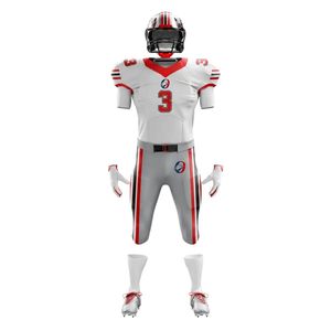 Ensemble Maillot et Pantalon de Football Américain Blanc et Rouge Personnalisable – Tenue de Sport Respirante Haute Performance pour Équipe – Fabricant OEM - Product Image 1