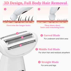 Rasoir électrique pour femmes avec double lame, sans douleur et étanche, alimenté par USB, pour le corps, le bikini, les sourcils, le nez, tondeuse conforme à la norme IPX7 - Product Image 6