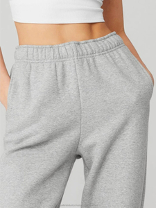 กางเกงกีฬาลำลองสำหรับผู้หญิงฤดูใบไม้ร่วงกางเกงขายาวขาตรงสีเทาสีดำมีเชือกยืดเอวสูงกางเกงวิ่งทรงหลวม - Product Image 2