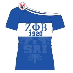 Venta al por mayor personalizada Zeta Phi Beta mujeres fuera del hombro camisa hermandad ropa de algodón camisetas más finas mujeres fraternidad prendas - Product Image 6