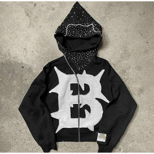 Sweats à capuche streetwear décontractés légers pour hommes avec strass de haute qualité meilleur matériel en gros pour la saison d'hiver - Product Image 1