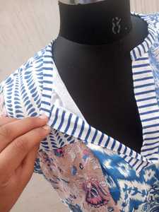 เดรสแม็กซี่ผ้าฝ้ายลายปะติดสไตล์ใหม่สำหรับผู้หญิง พิมพ์ลายด้วยมือ สไตล์ลำลอง เหมาะสำหรับใส่ในชีวิตประจำวันช่วงฤดูร้อน - Product Image 3