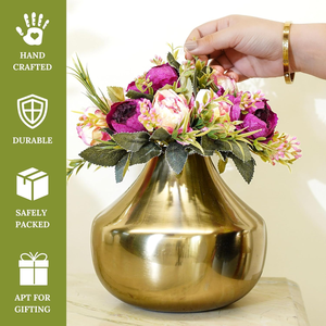 Jarrón Redondo de Metal para Flores, Artículo Decorativo de Mesa para Festivales, Decoración del Hogar, Dormitorio, Sala de Estar, Oficina, Boda, Hecho de Aluminio - Product Image 3