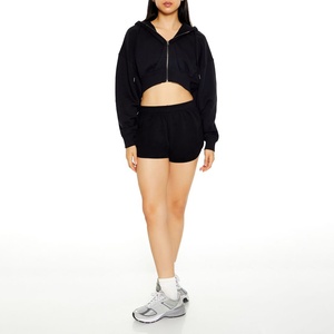 Manufacturers Customized High Quality Winter Oversized Crop Hoodie 100% Cotton Printed Crop <b>Top</b> Oversized Full <b>Zip</b> Hoodie <b>Women</b> - Product Image 5