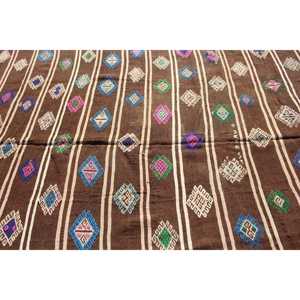 Vintage Turkish Rug, Oversize 7.6x12.2 ft (231x371 cm) Rug, <b>Brown</b> Floral <b>Wool</b> Rug - Product Image 4