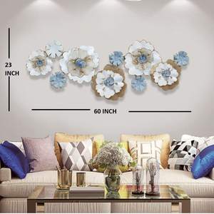 Art mural en métal de grande taille, décoratif, avec un design floral détaillé fait à la main, cadre personnalisé, paysage monté, pour le salon, la maison - Product Image 1