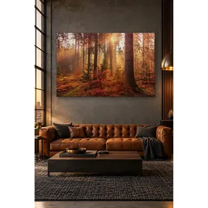 Impression sur toile Fida Sunbeams Through Autumn Forest - Product Image 1