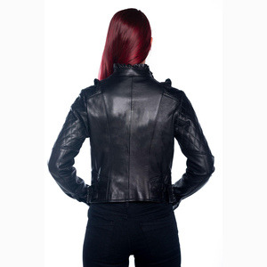 Chaqueta de Cuero con Diseño de Diamantes Personalizada para Mujer, Estilo Motociclista Corto, Chaqueta Transpirable para Hombre 2026 - Product Image 5