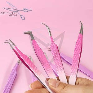 Nouveau gros couleur pêche pince à cils en acier inoxydable pince à épiler extension de logo personnalisé pince à épiler emballage durable - Product Image 1