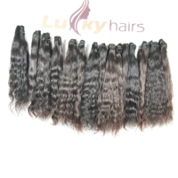 Extensions de cheveux naturels noirs vierges indiens Remy, ondulés, avec dentelle frontale, double épaisseur, doux, pleine cuticule alignée, Andhra