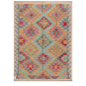 Alfombra Kilim de Maimana, Afganistán, 202 x 152 cm, Juego de Alfombras - Product Image 1