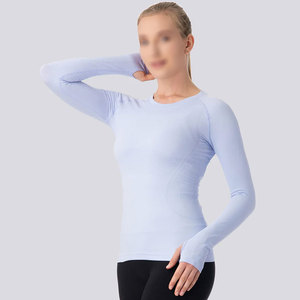 Chemise de compression pour femmes à prix avantageux, manches longues, yoga, athlétique, course à pied, t-shirt en spandex/polyester, respirant, séchage rapide - Product Image 2